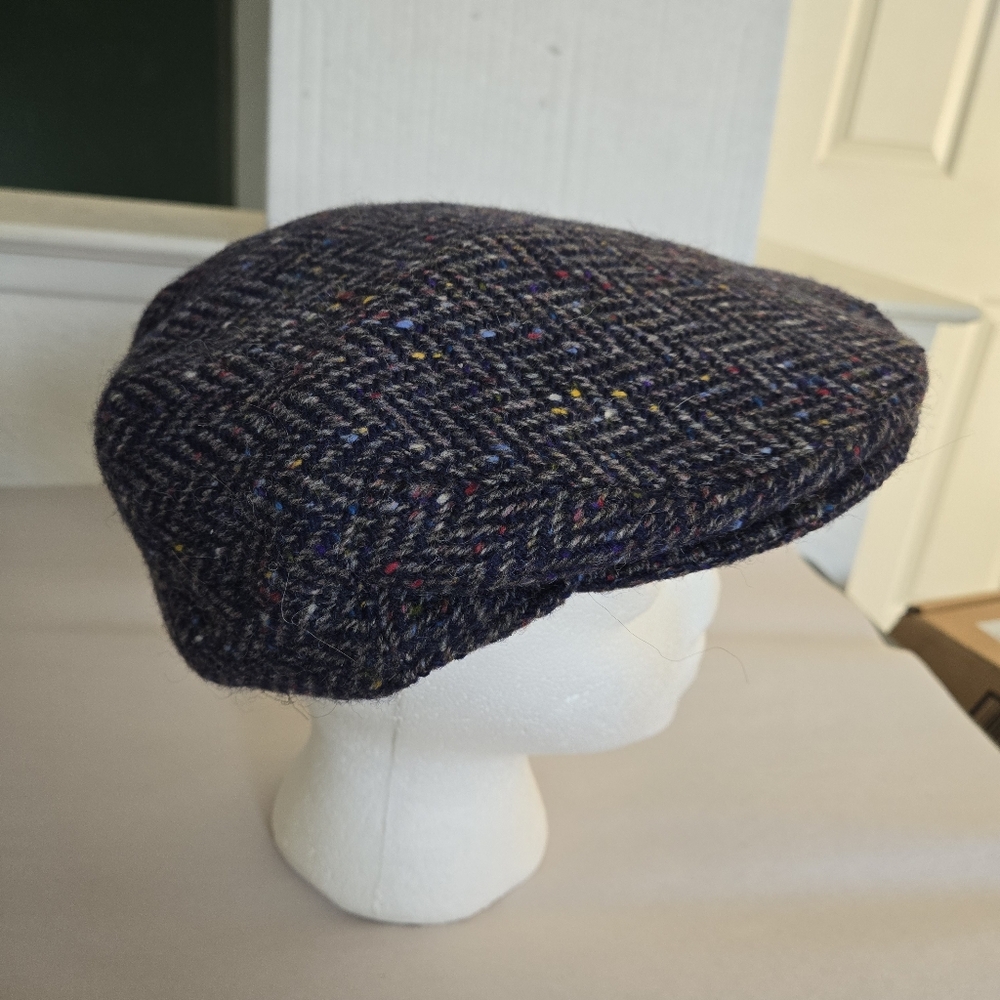 Hats Of Ireland Castlebar 100% Pure Wool Donegal Tweed Herringbone Flat Cap XL
